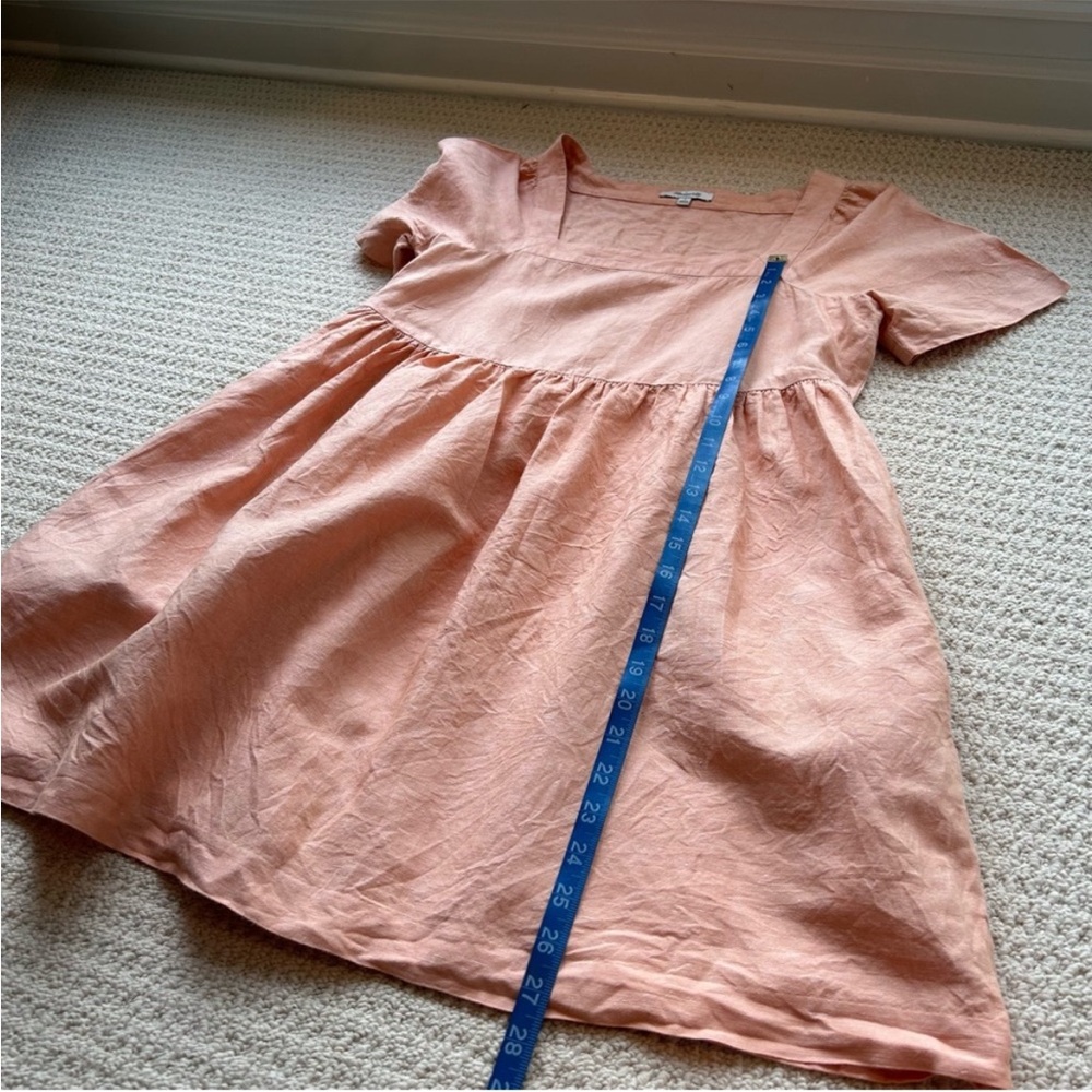 Madewell Creamsicle Allie Linen Blend Square Neck Babydoll Mini Dress - Picture 8 of 10